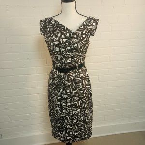 Adrianna Papell Vintage-inspired Cocktail Dress Brown/Black/White/Cream Size 6